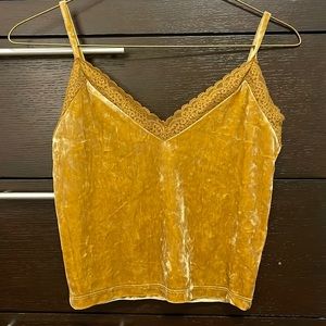 Mustard colored velvet crop top
